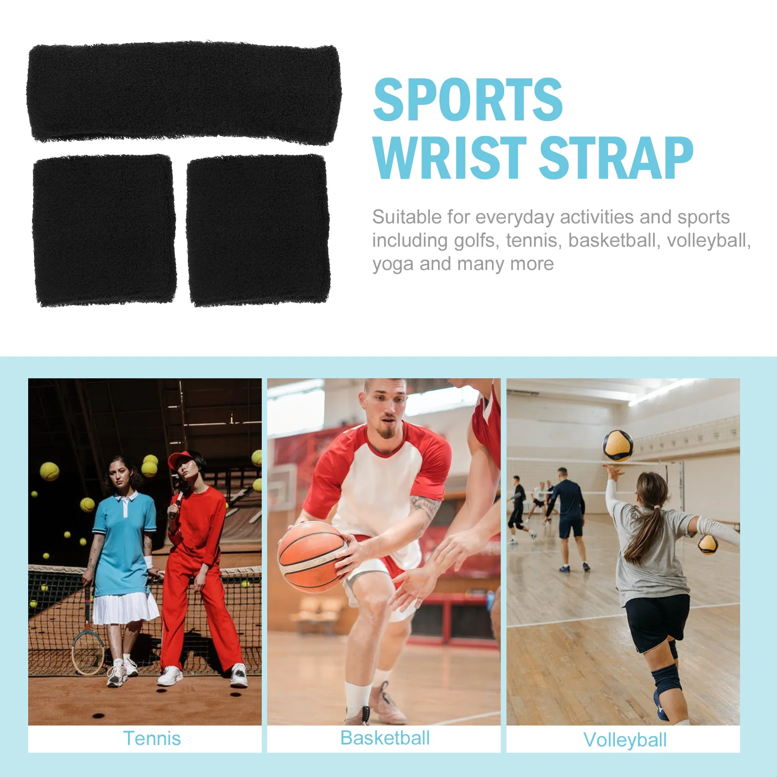 

1Set Sports Headband Wristband Set Lightweight Comfortable Sweatband for Fitness Yoga Tennis Running Sports Gear