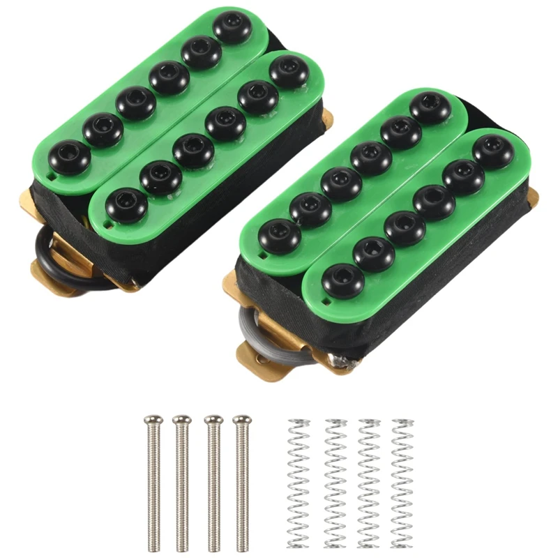 

AA79 New 2Pcs Double Coil Electric Guitar Humbucker Pickup Bridge&Neck Magnet Invader Style Punk Green