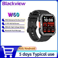 2024 New Blackview W60 Rugged Smart Watch 2.01'' HD Display TFT Smartwatch for Outdoor With Emergency Lighting Bluetooth Calling