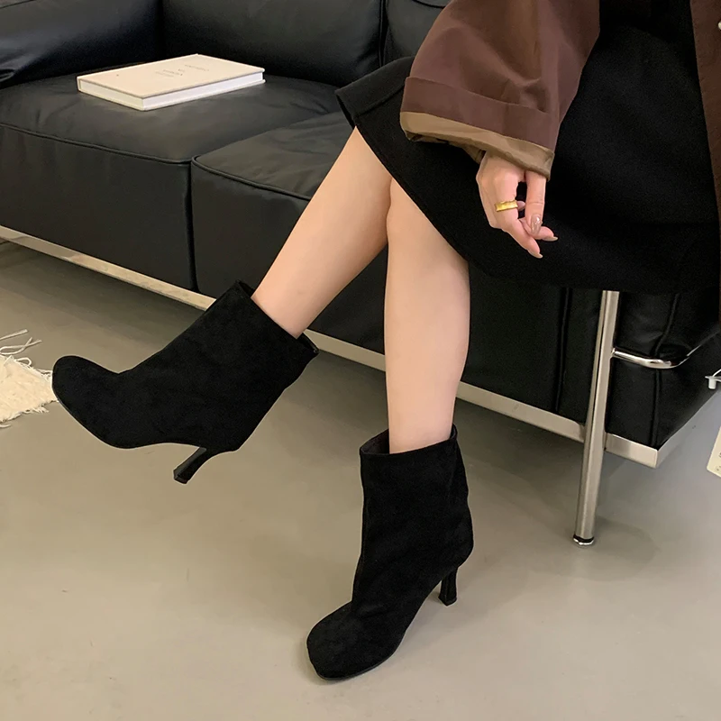 AIYKAZYSDL 2026 ساحة تو فو الجلد المدبوغ حذاء من الجلد كعب منخفض هريرة الحديثة الغربية قصيرة Bootie أحذية أنيقة الخريف الربيع 41 42 #6