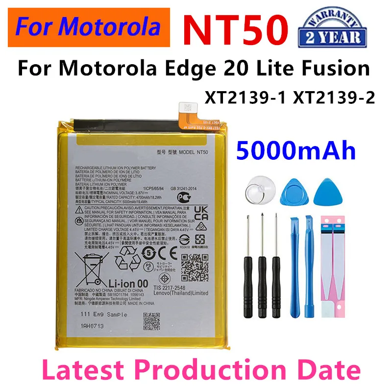 

100% Original NT50 5000mAh Battery For Motorola Moto EDGE 20 Lite/Fusion XT2139-1/2 Phone Batteries+Tools