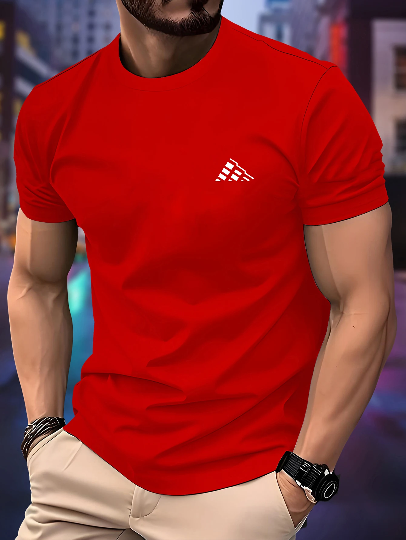 New Men‘s Running T-shirt Spring / Summer Thin Top Trend curve printing Quick Dry Short Sleeve Breathable Fitness Sports T-shirt image 4
