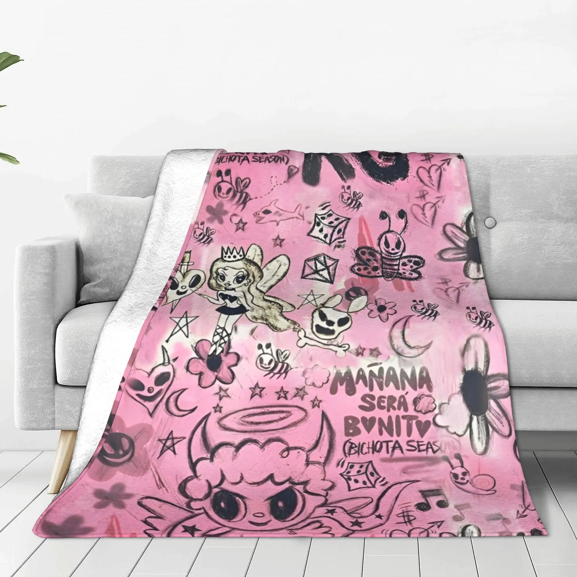 Singer Karol G Blanket Reggaeton Urban Pop Music Flannel Novelty Warm Throw Blanket for Bedding Lounge All Season