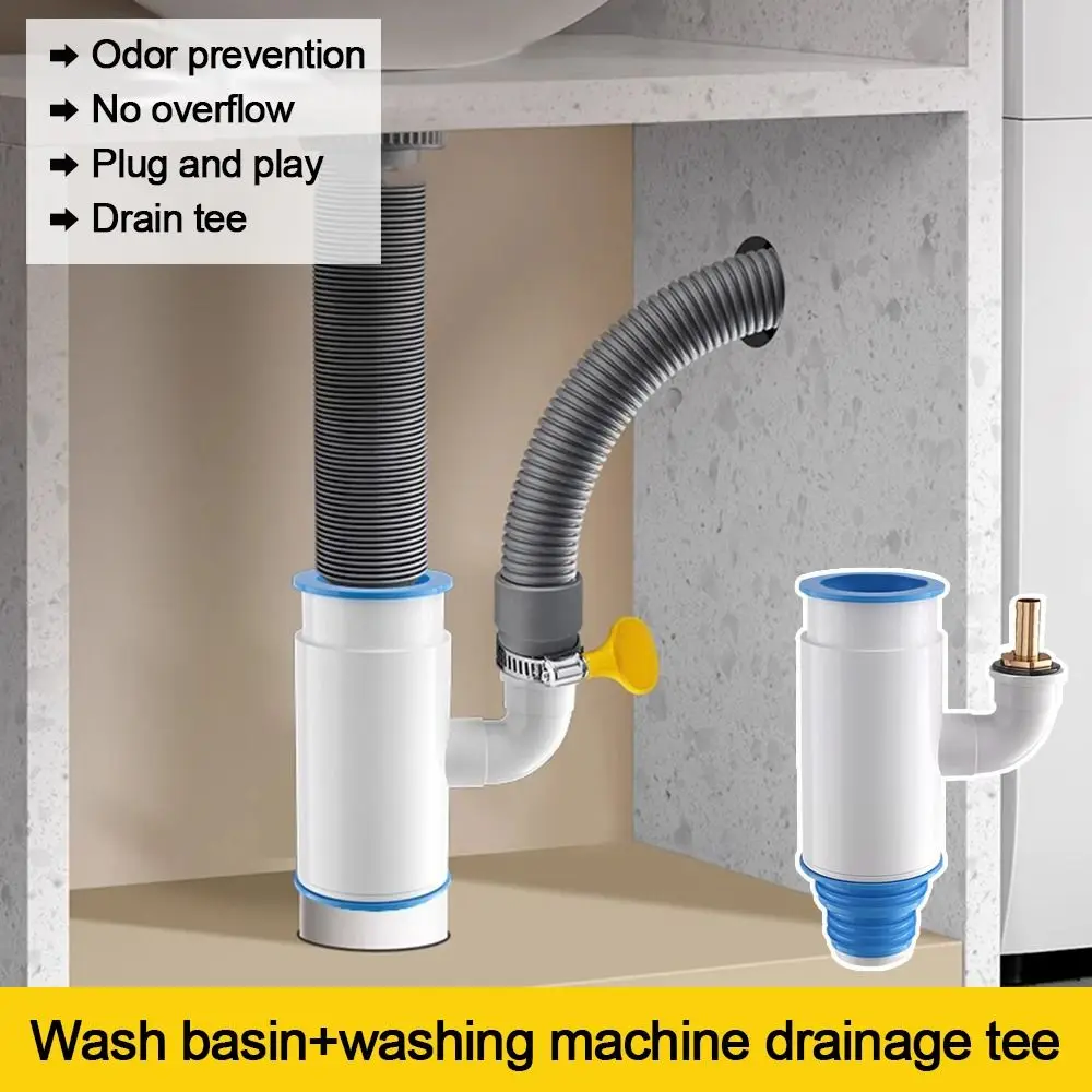 

Anti odor Sink Drain Pipe Adapter Sealing Ring Multi-Channel Kitchen Basin Sewer Branch Multifunctional