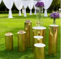 

7pcs/set)Wedding Occasion Modern Metal Stage Backdrop Gold plinth stand for party wedding baby shower decor qq314