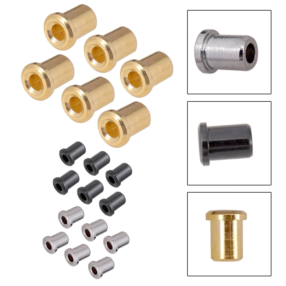 6 Pcs Electric Bass Guitar String Thru Body Ferrules Bushing Guitar Bridge String Mounting Ferrules Bushing Black/gold/Chrome