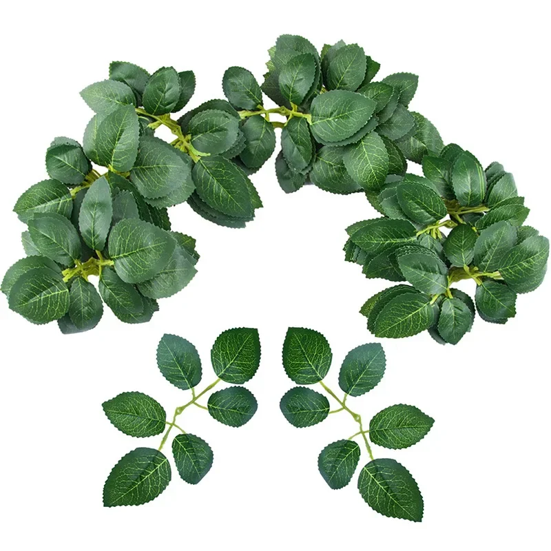 50pcs Bulk Artificial Greenery Rose Flower Leaves for DIY Wedding Bouquets Party Decorations Rose Vine Wreath Garlands