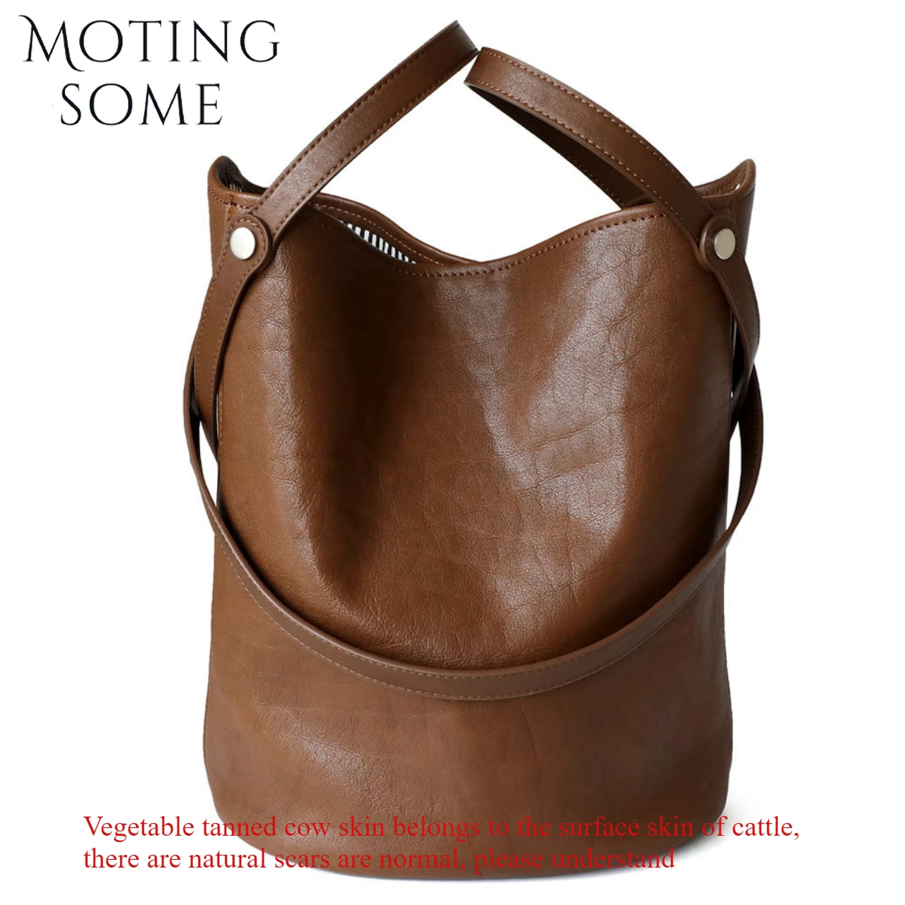 

Motiongsome Retro Bag Women Vegetable Tanned Cowhide Bucket Bag Shoulder Large Capacity Vintage Lady Commuter Tote Bag 2024 New