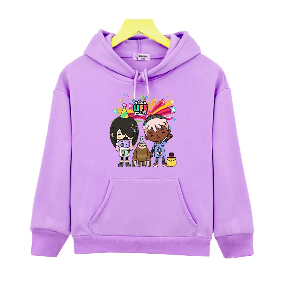 Manga Cartoon Toca Life World Hoodies Casual Boys and Girls Comfortable Sweatshirt Sudadera Children Autumn Winter Warm Clothing image 2