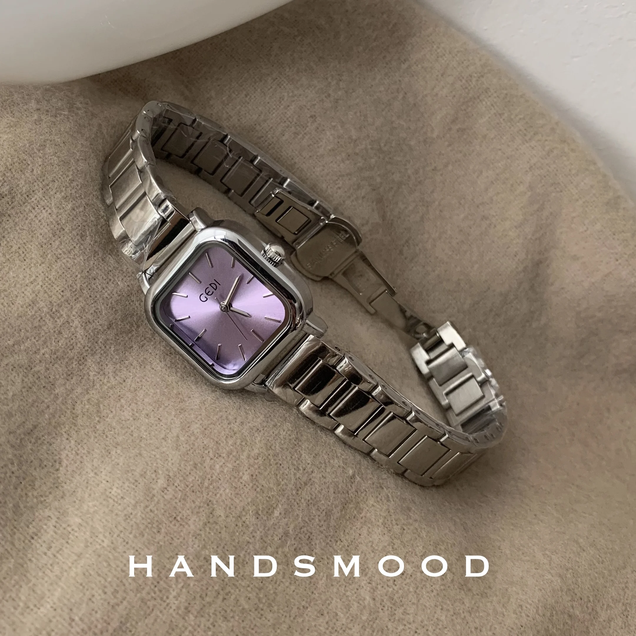 

Women'sluxurywatchcolorful square dopamine steel band fashionable highend silver ladies quartz women's watch women's accessories