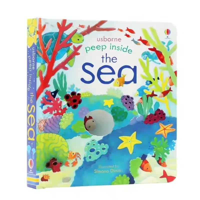 Usborne Peep Inside The Sea, livres éducatifs en anglais pour enfants, livre d'images 3D avec rabats pour l'exploration de la nature