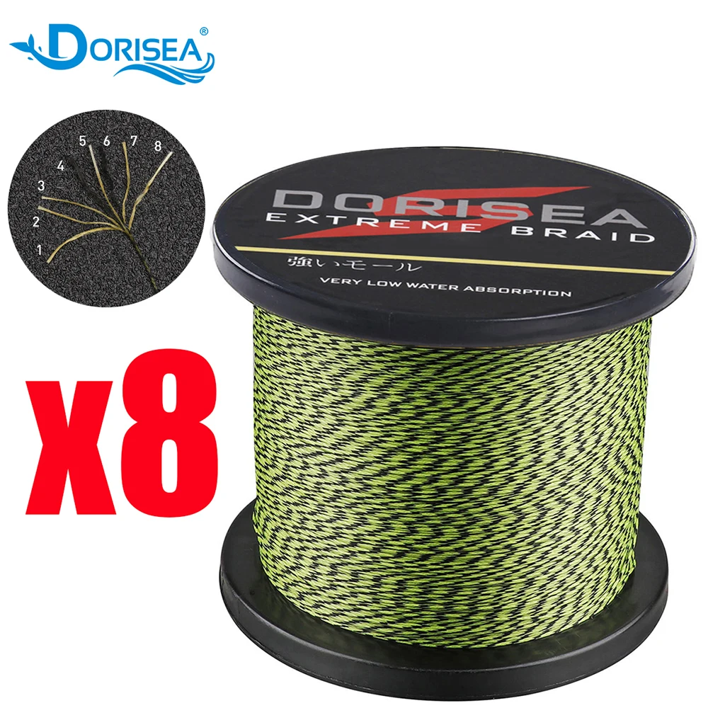 DORISEA 8 Strands 100M 300M 500M 1000M 1500M 2000M Spot Color PE Multifilame Braided Fishing Line 6LBs -300LBs Fishing Wire