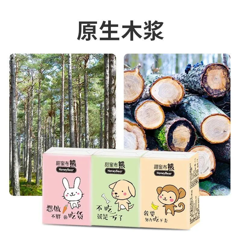 10 Packs of Cartoon Printed Handkerchiefs 3Ply Portable Small Packs of Napkins Facial Tissues Pocket Paper Napkins Paper Towels