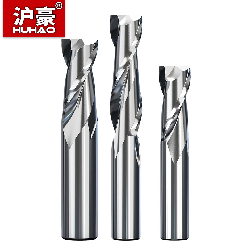 HUHAO 2PCS HRC65 Milling Cutter 2 Flute Straight Shank CNC Router Bit 4 6 8 20mm CNC Tools End Mill for Aluminum Stainless Metal