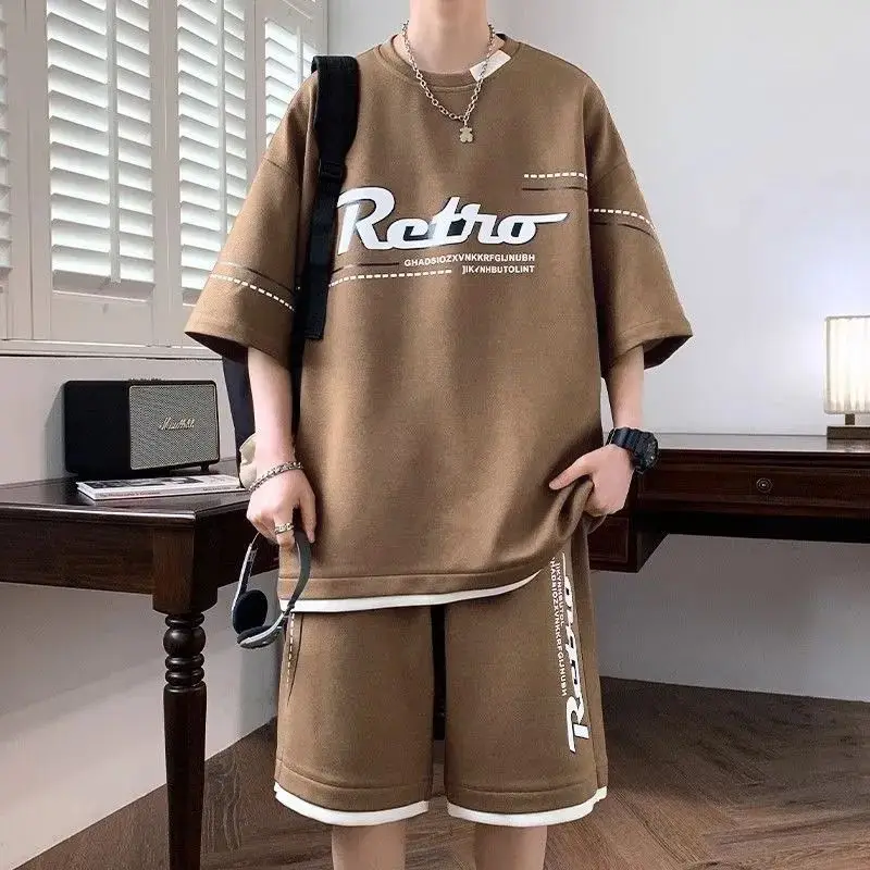 

Men Summer Casual Sports Suit Set 2026 New Arrival Short Sleeve Shorts Stylish Teen Outfit
