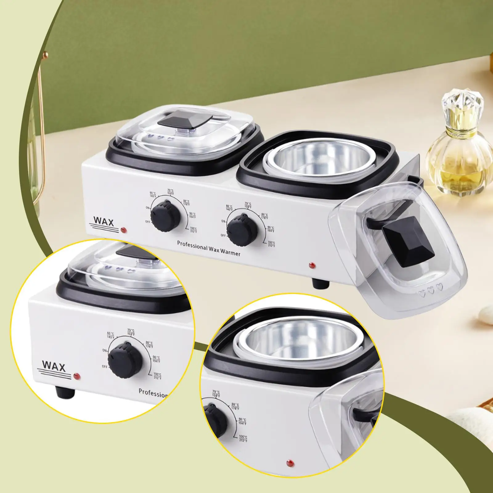 Dual Wax Heater Machine with Adjustable Thermostat Wax Melter for Hand Foot Facial Hair Removal view 5
