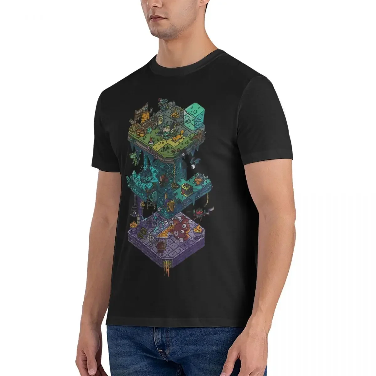 Isometric T-Shirts for Men D-Dungeons And Dragons DND Unique Cotton Tee Shirt O Neck Short Sleeve T Shirts