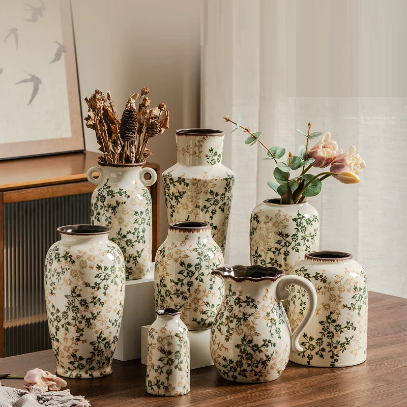 

Ice Cracked Ceramic Vase Handmade Vase Bohemian Art Home Decoration Living Room Office Decoration Dried Flower Display Vase