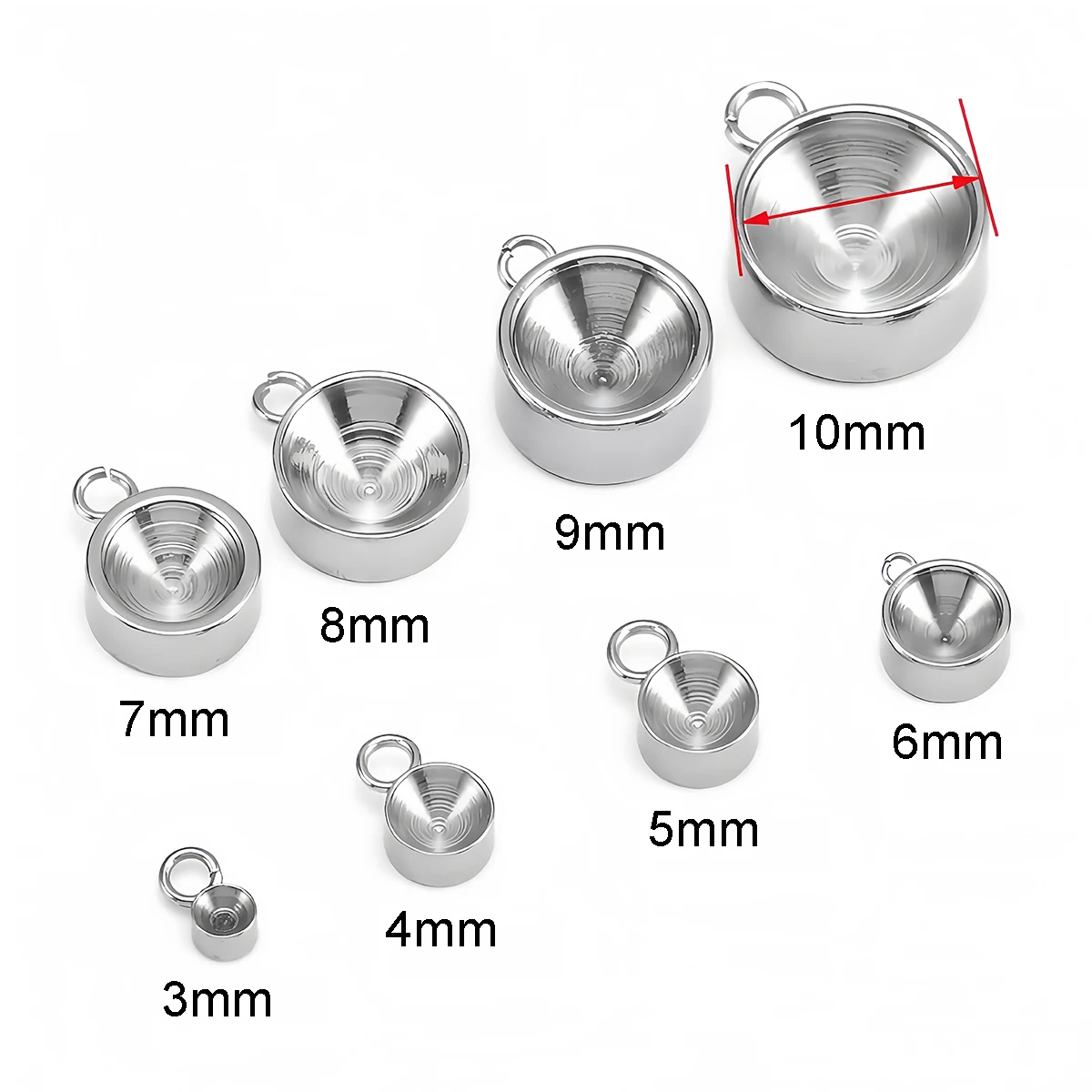 10-20PCS Stainless Steel Crystal Cabochon Setting Pendant Base Round Point Back Stones Rhinestone Bezel Blank for Jewelry Making image 2