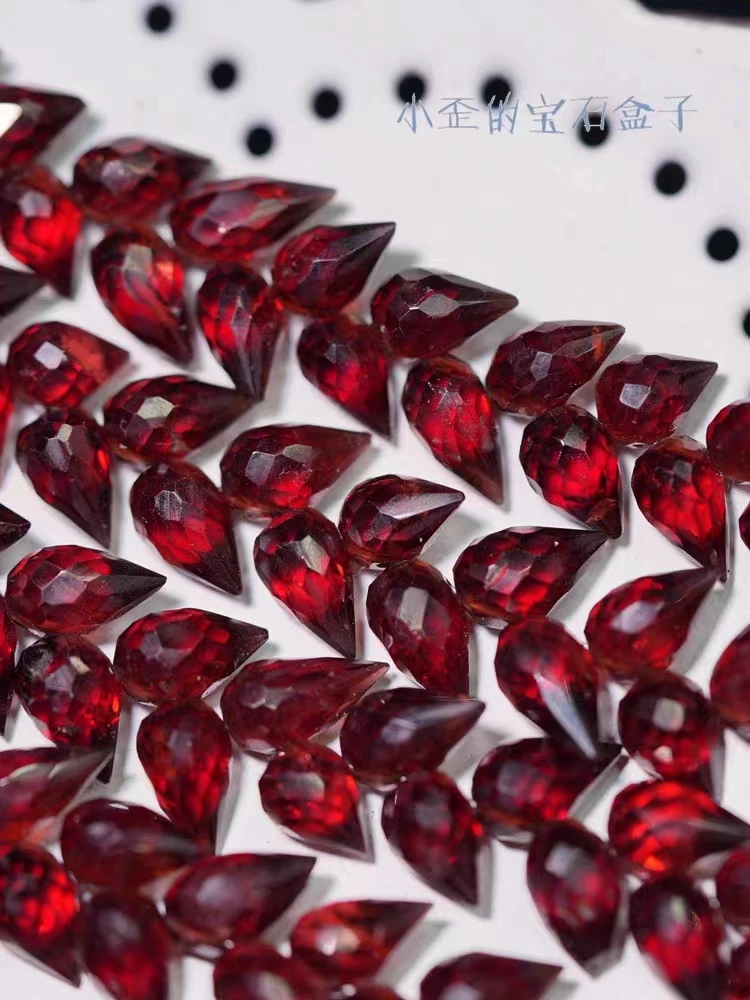 

Garnet RED drop faceted 6-8mm nature for making jewelry necklace 17cm FPPJ wholesale