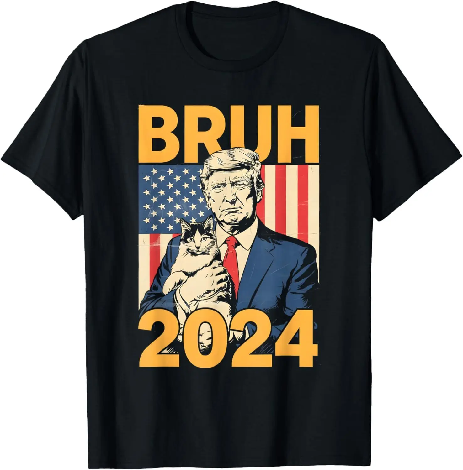 Vintage Trump 2024 BRUH Trump Holding Cat Election 2024 T-Shirt