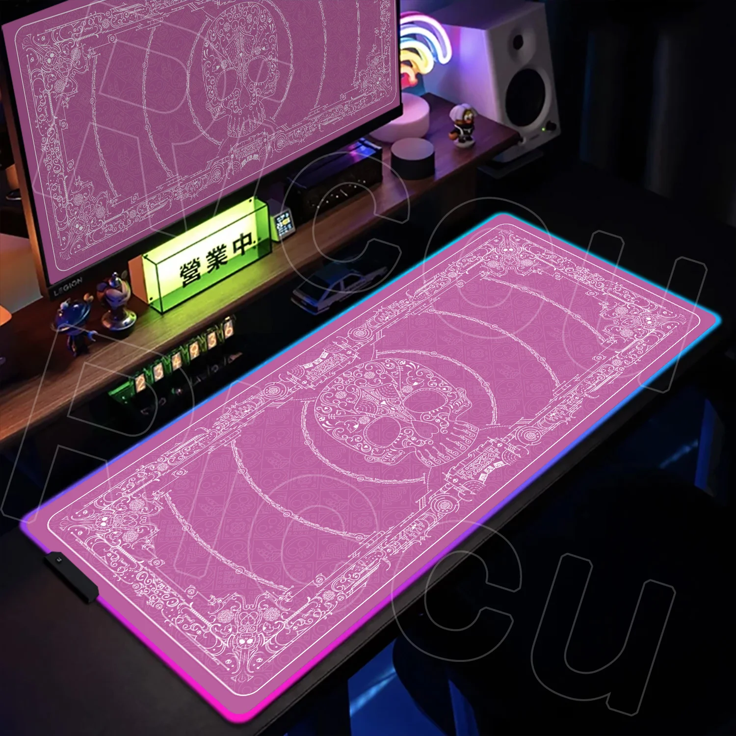 

RGB XXL Gothic Skeleton Graphic Design Mouse Pad Rug Large Desk protective Mat Gamer Non-slip Keyboard Office LED PC Accessories