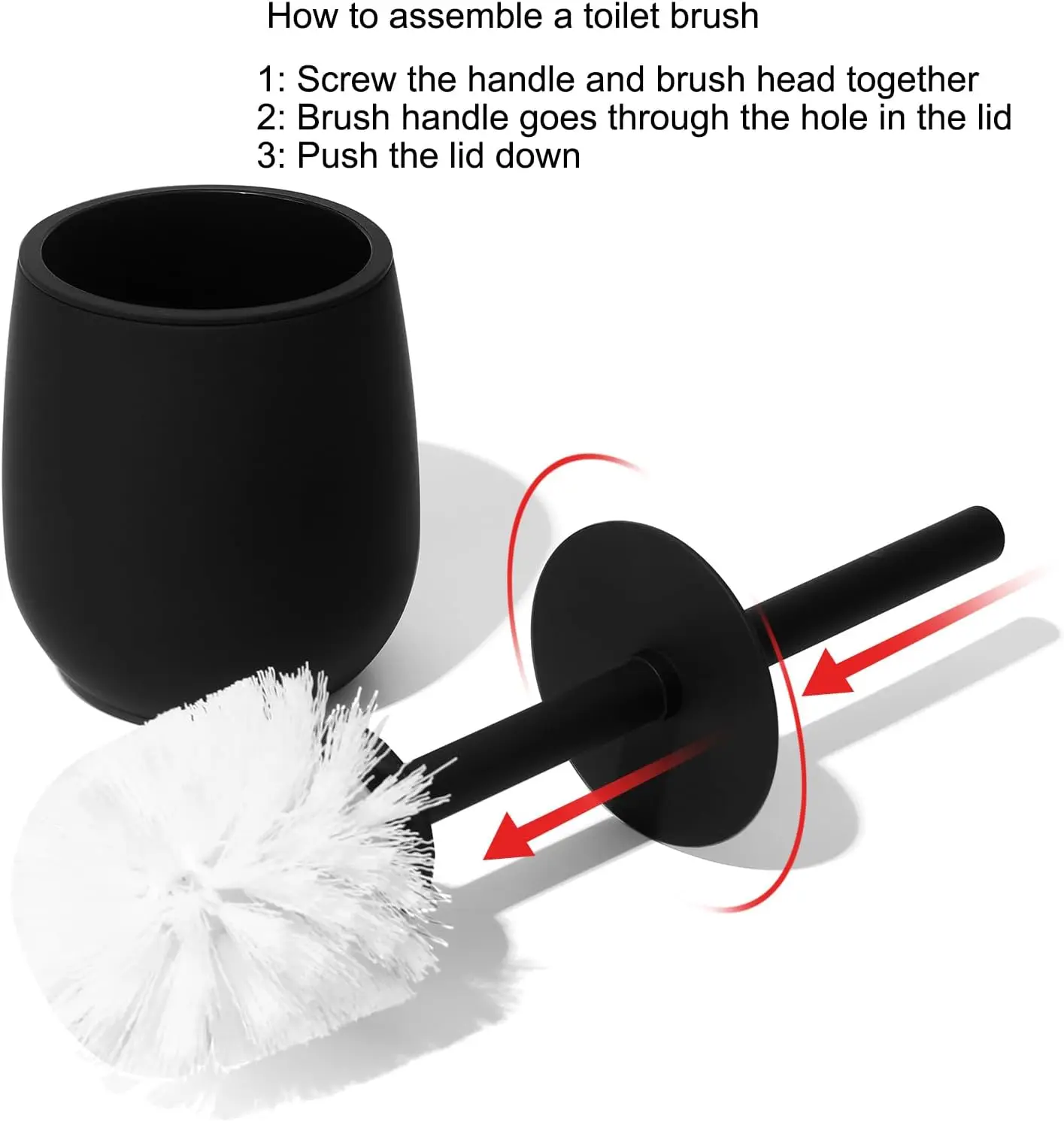 5-Piece Matte Black Bathroom Accessory Set - Includes Trash Can, Soap Dispenser,Toothbrush Holder,Tray, and Toilet Brush.Bathroo