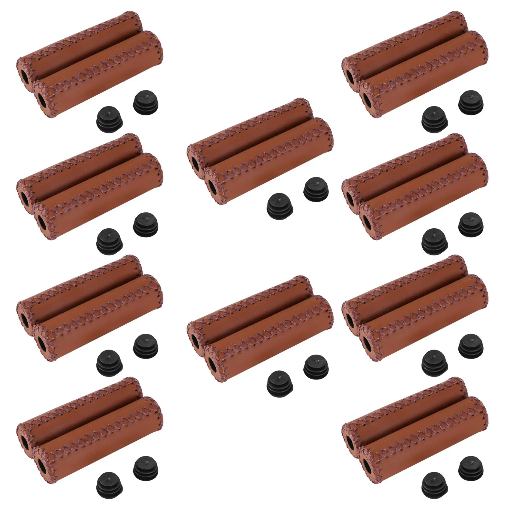 

10X Pair Vintage Leather Bicycle Grips Grips Trekking Handlebars Cover Colour: Brown