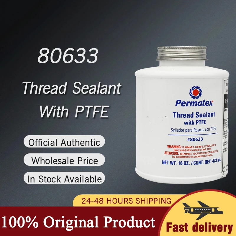 

Permatex 80633 contains PTFE pipe thread insulation adhesive, heat-resistant sealant