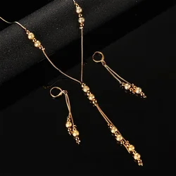 Fashion Charms Ball Sets Small Beads Dubai Necklace Earrings for Women Girls Ethioipian African Indian Jewelry