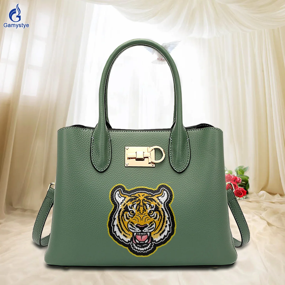 Printed Fashion Tiger Customize Art Bags Genuine Leather Ladies purses and handbags Messenger Clutch Totes Women Vintage Bags