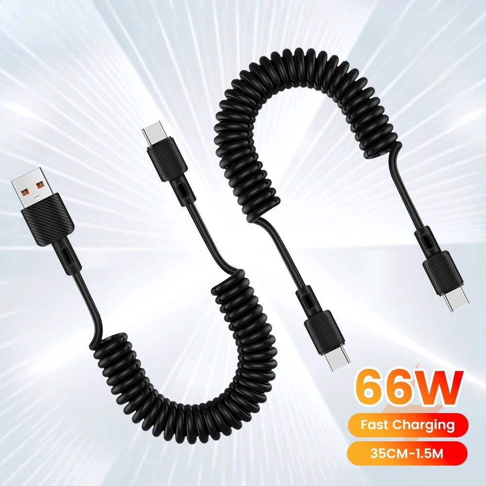 2026 نوع A إلى C كابل الربيع 66 واط شحن سريع 35 سنتيمتر-1.5 متر USB نوع C كابل بيانات آيفون 15 سامسونج شاومي هواوي USB C كابل #2