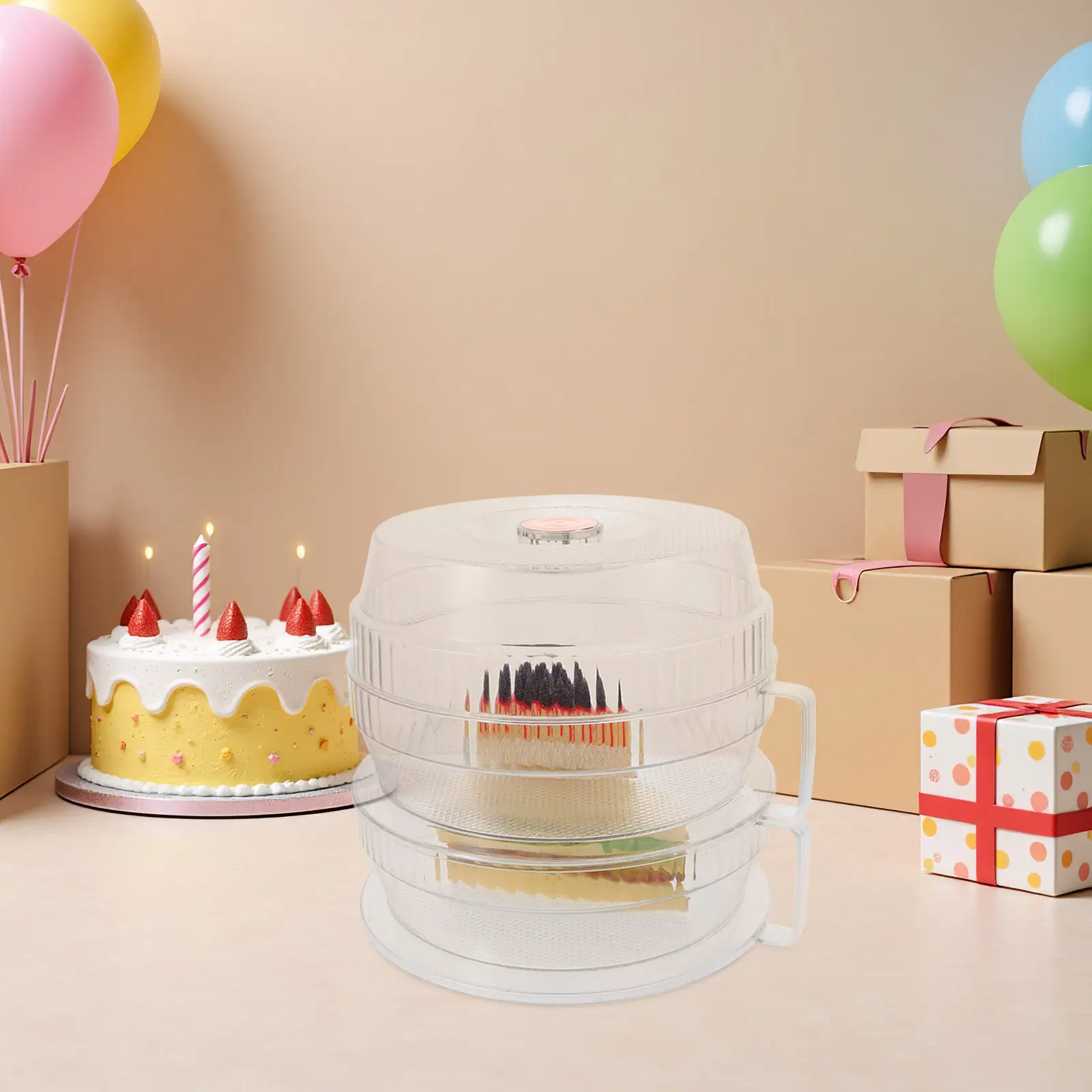 

1Set Cake Stand Dome Lid Clear Covered Cake Display Plate Dustproof Food Storage Dome for Parties Bakery Dessert Presentation