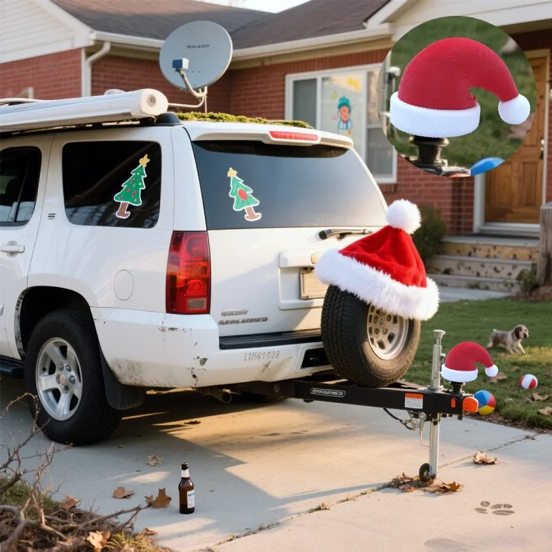 New Christmas Hat Trailer Hitch Ball Cover Trailer Coupling Cap 3D Printed Prevent Receiver Tube From Rusting Christmas Gift