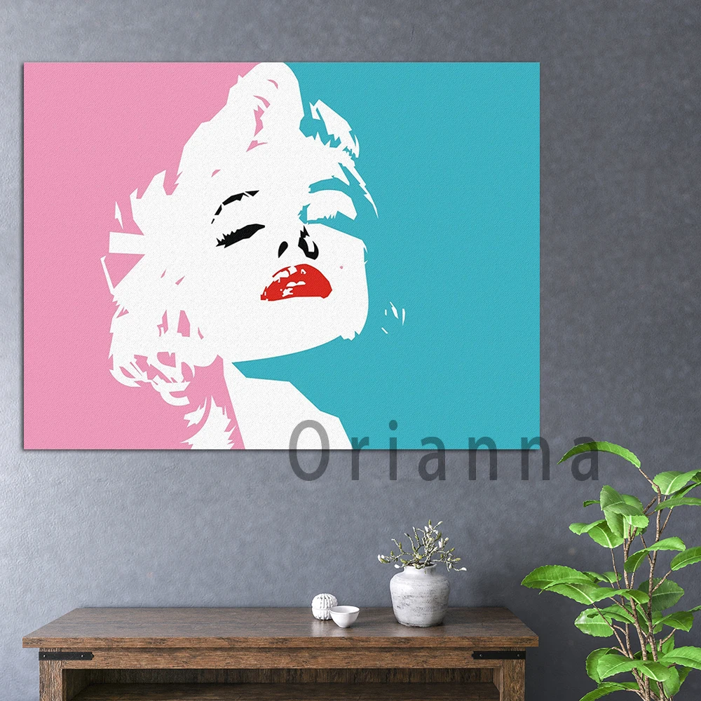 Marilyn Monroe Powder Blue Minimalism Pop Wall Art Prints Posters Modern Home Living Room Bedroom Office Decor Painting Gift