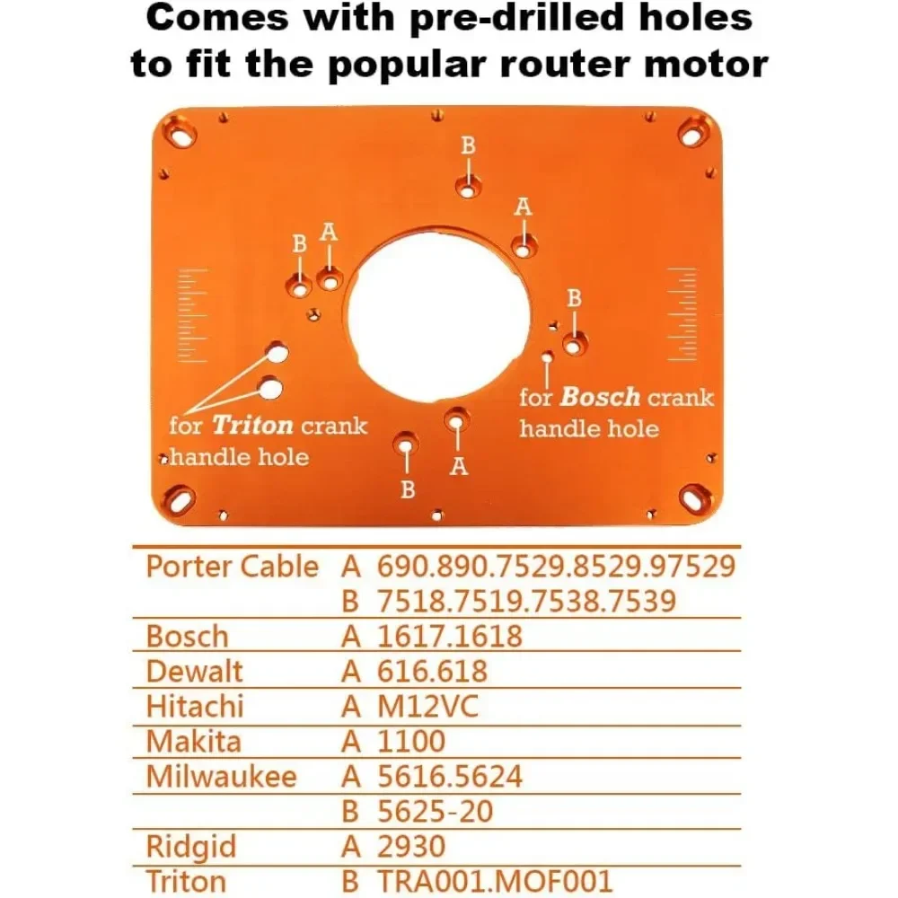 Precision Aluminum Router Table Insert Plate, Router Templates With Pre-Drilled Adapt to Multiple Routers of Different Model