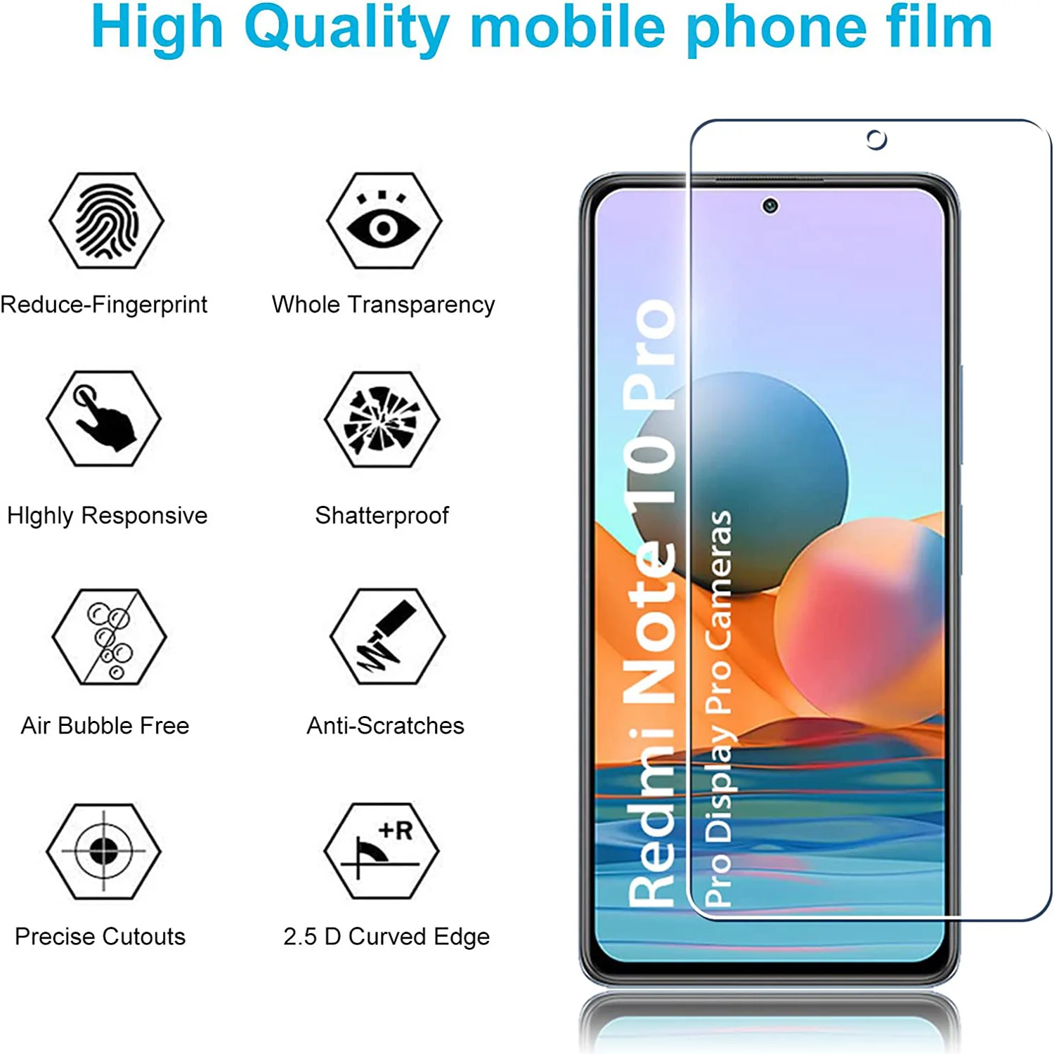 Vidrio Protector de pantalla para Xiaomi Redmi Note 10S 10Pro 5G, película de vidrio templado, 2/4 Uds.