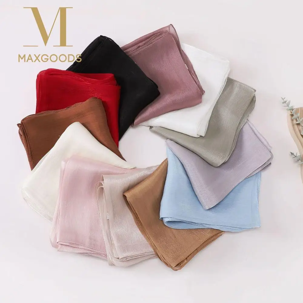 

Fashion Solid Color Silk Scarf Shining Long Sunscreen shawl Chiffon Soft Head Wrap Outdoor