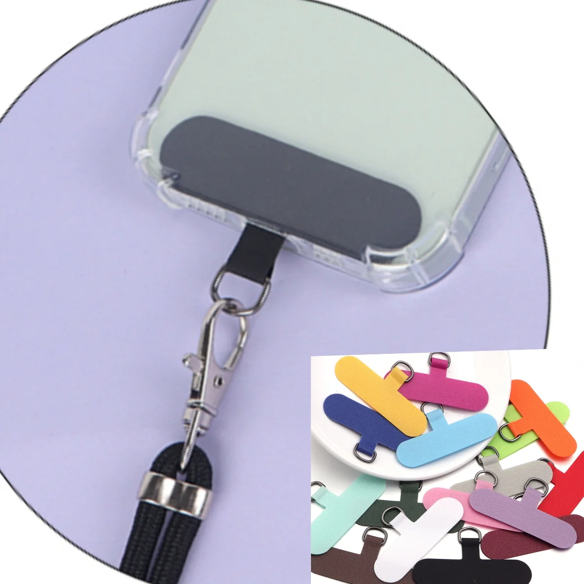 5pcs Phone Lanyard Detachable Oxford Metal Ring Clip Anti-lost Lanyard Strap Hang Cord Tether Tab DIY Phone Chains Connectors