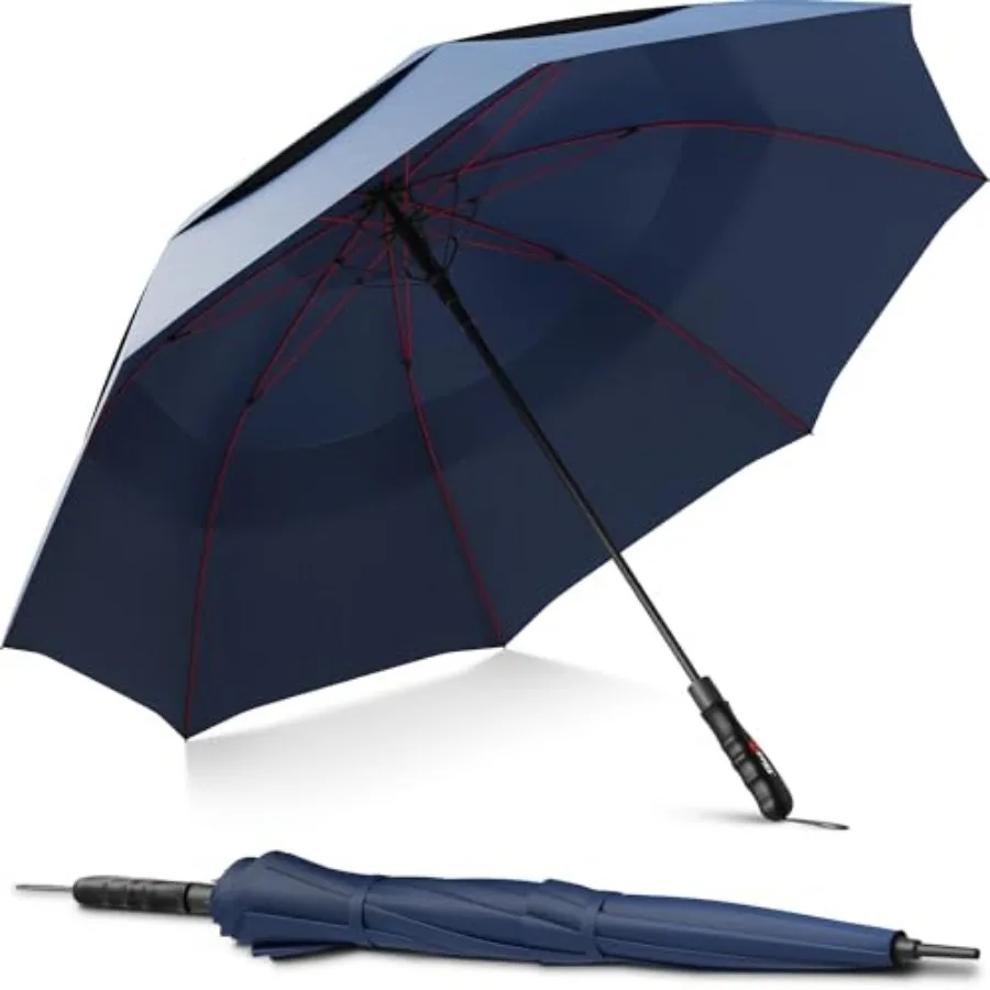 

Repel Umbrella Extra Large Windproof Golf Umbrella - Covers 2 People - 60" Wide Vented Double Canopy with Reinforced Fiberglass