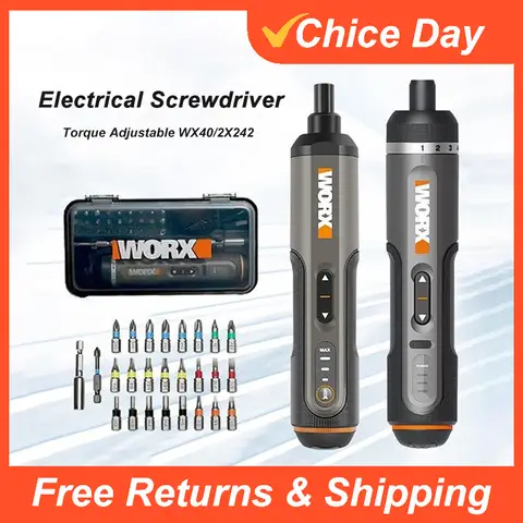 Worx 4V 미니 전기 스크루 드라이버 세트 WX242 WX241 WX240 스마트 무선 전기 스크루 드라이버 USB 충전식 핸드 드릴 도구
