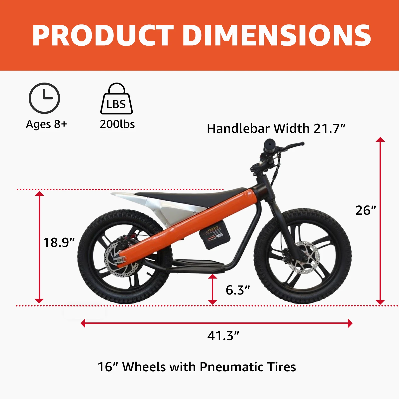 NEW Electric Motorcycle for Kids 25KM/H 16inch Off-Road Electric Dirt Bike Disc Brake 24V Removable Lithium Battery