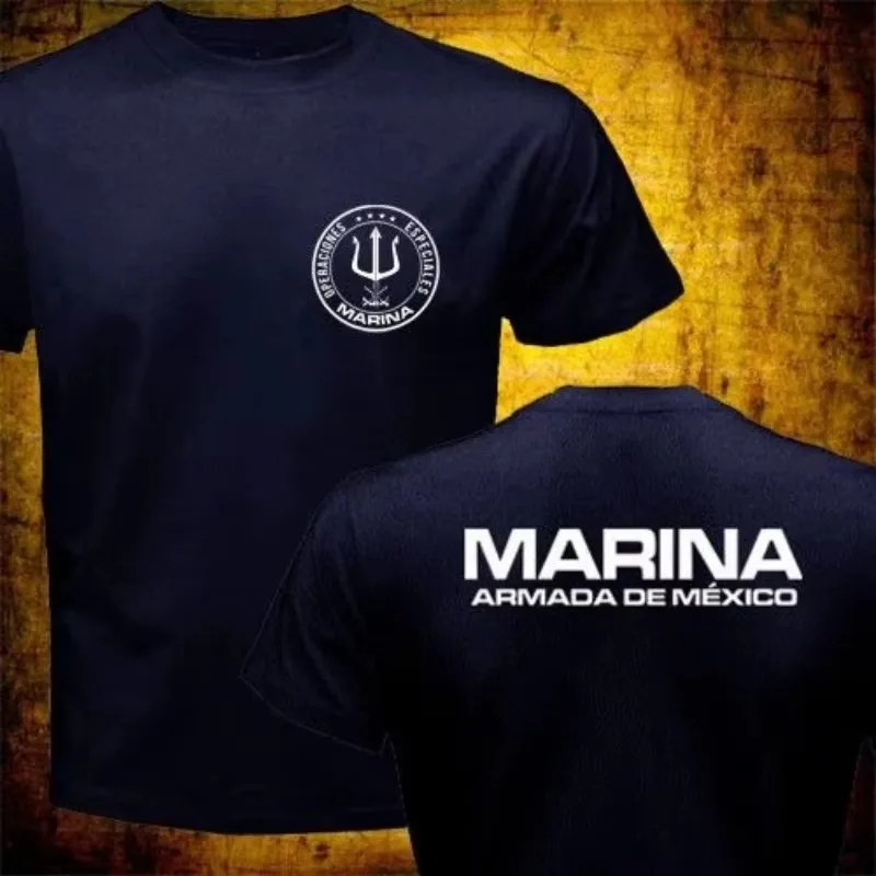 2026 New Marina Tactical Oversized Unisex Streetwear T Shirt Family Matching Trident Naval Circle Logo Graphic Short Sleeve Tee
