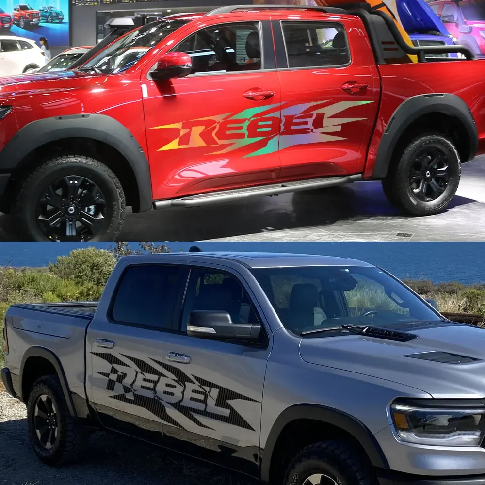 Pickup Door Side Stickers For Dodge RAM Hemi 1500 2500 3500 Rebel Truck Graphics Decor Decals Vinyl Film Cover Auto Accessories