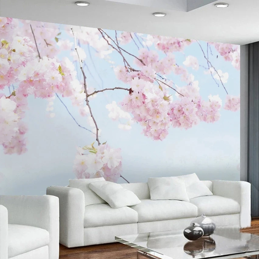 Custom Wallpaper Cherry Blossom Beautiful Floral Mural 3D Landscape Decor Living room TV background bedroom restaurant Pink Tree