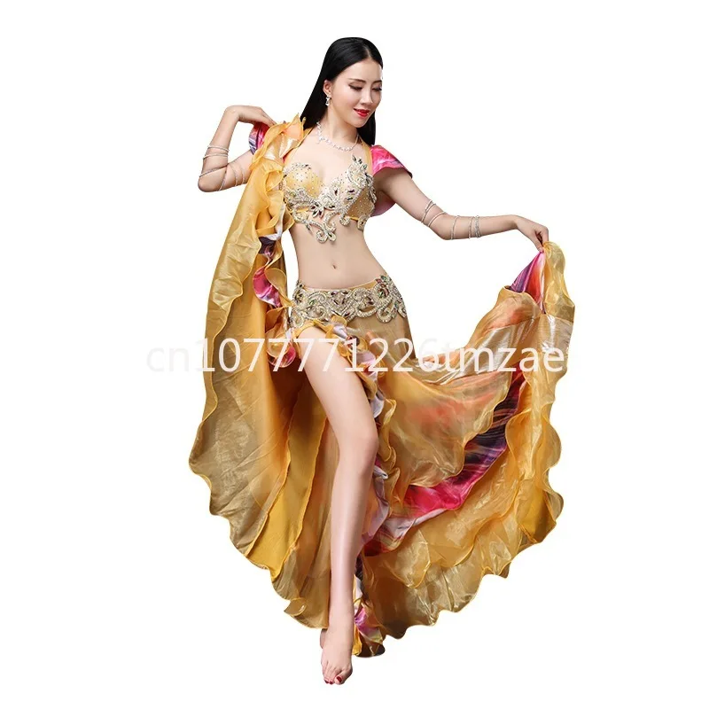 Belly Dance Suit Autumn and Winter New Sexy Handmade Pearl Embroidery Bra Belly Dance Performance Wear