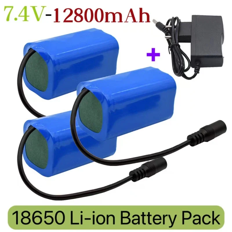 Upgrade battery for T188 2011-5 T888 V007 H18 C18 Remote Control Fishing Bait Boat Spare Part 18650 7.4v 12800mAh Battery