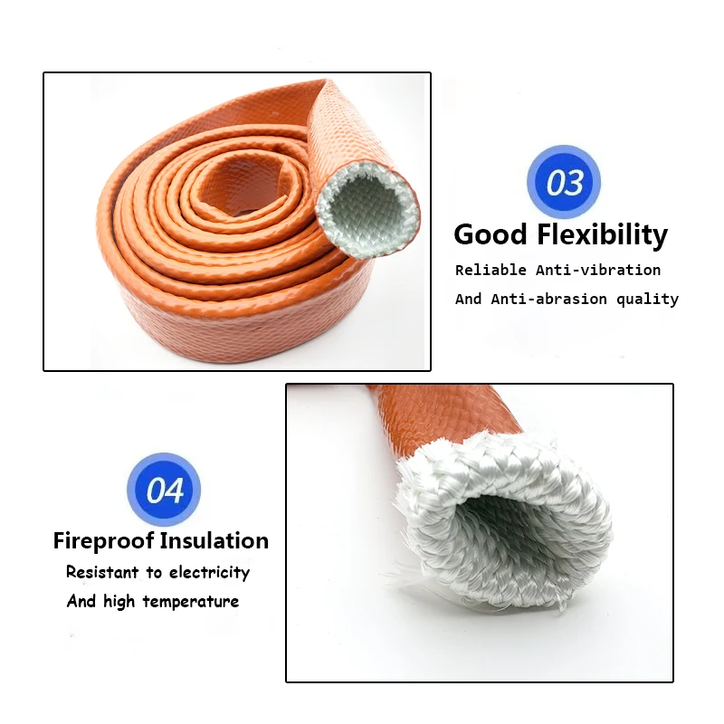 High Temperature Resistant Fiberglass Tube Silicone Resin Coated Glass Fiber Braided Fireproof Sleeve Fire Retardant Casing Pipe