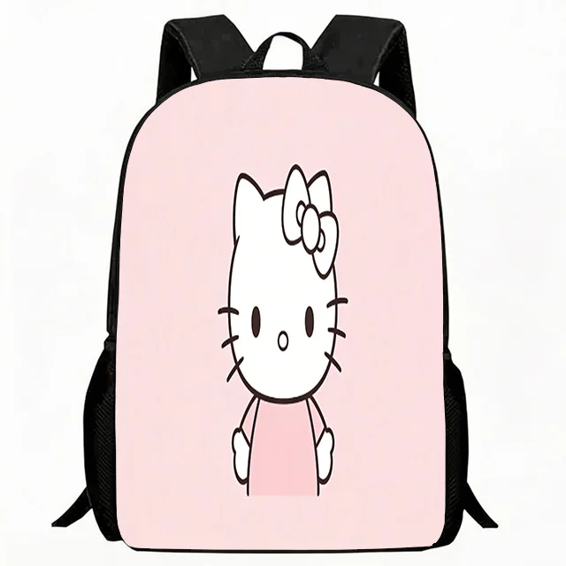 

Kids Bag Cute Cartoon Cat Print Backpack Pink Minimalist Bow Design Adjustable Lightweight Breathable School Bag for Kids Studen