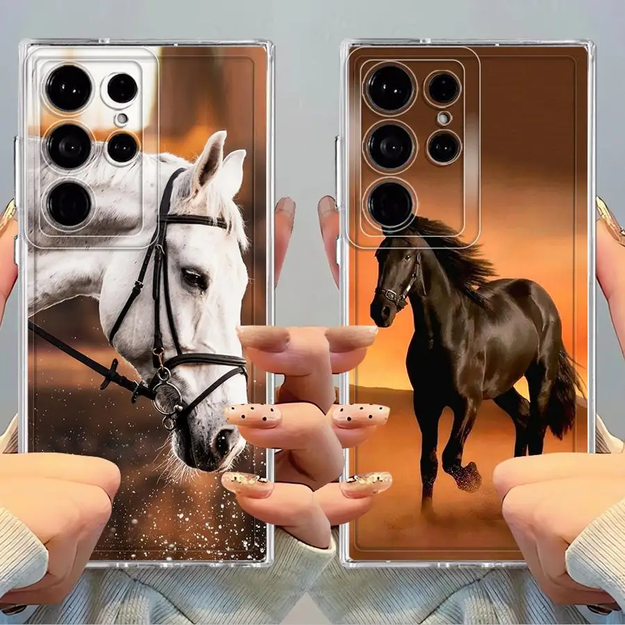 Horse Animal Case for Samsung Galaxy S24 FE Note 10 20 Ultra S22 S20 S10 Plus S25 Ultra S23 S21 Clear Soft 